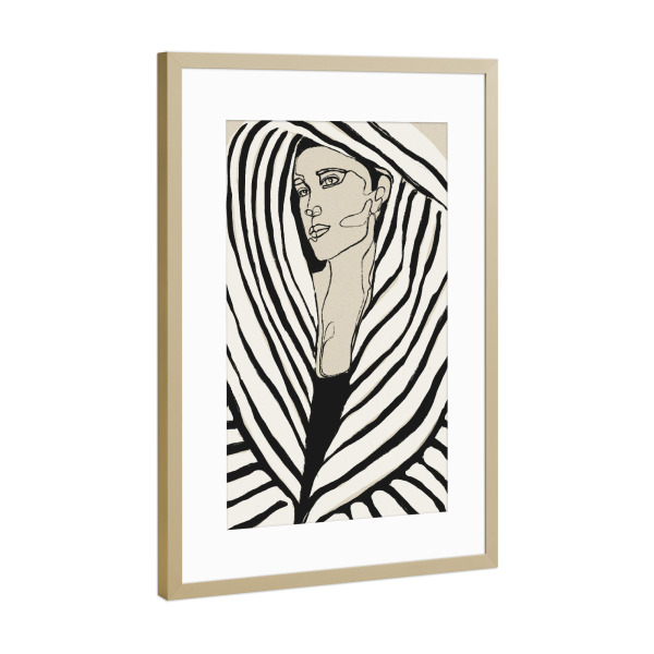 Poster mit Rahmen Gold "Striped Coat" artboxONE - Abstrakt,Menschen,Für Mama