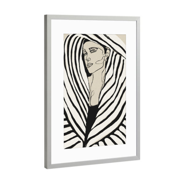 Poster mit Rahmen Silber "Striped Coat" artboxONE - Abstrakt,Menschen,Für Mama