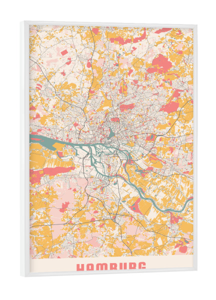 Poster mit weißem Rahmen "Hamburger Stadtplan" artboxONE - Städte / Hamburg,Kartografie