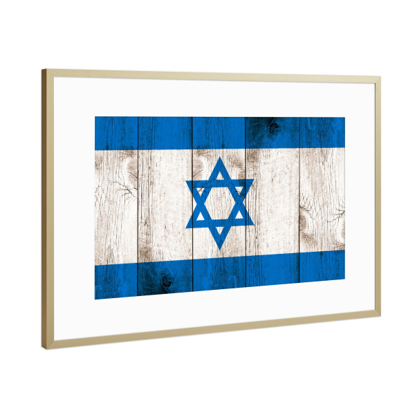 Poster mit Rahmen Gold "Israel Vintage Flag" artboxONE - Reise,Reise / Asien,Reise / Länder