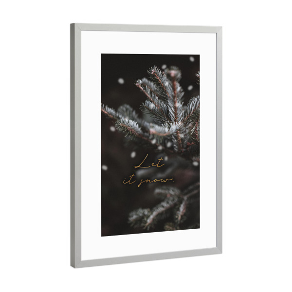 Poster mit Rahmen Silber "Let it snow sw" artboxONE - Typografie,Natur,Floral,Weihnachten - Weihnachtsdeko,Let it snow,Weihnachtsmotiv