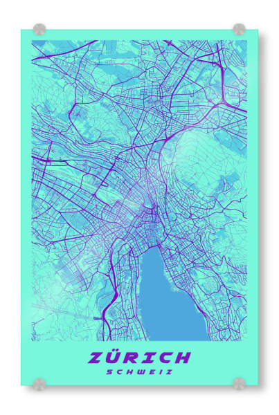 Acrylglasbild "Zürich Stadtkarte Galaxy" artboxONE - Städte / Zürich,Kartografie