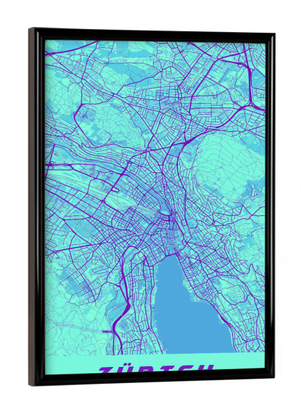 Poster mit schwarzem Rahmen "Zürich Stadtkarte Galaxy" artboxONE - Städte / Zürich,Kartografie