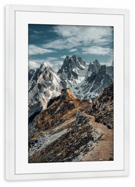 Poster mit Rahmen weiß "Cadinini di Misurina" artboxONE - Natur,Reise - Dolomiten,Berge,Alpen,Südtirol,Wandern,Drei zinnen,Aussicht,Weite