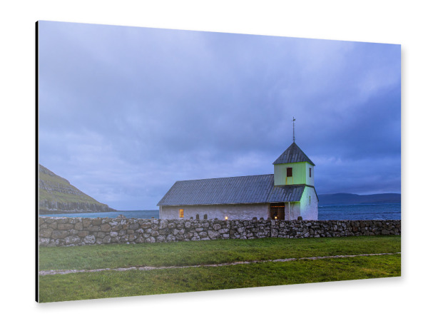 Alu-Dibond "Kirche auf den Färöer Inseln" 30x20 cm artboxONE