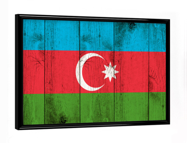 Poster mit schwarzem Rahmen "Azerbaijan Vintage Flag" artboxONE - Reise,Reise / Asien,Reise / Länder