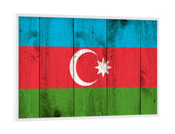Poster mit weißem Rahmen "Azerbaijan Vintage Flag" artboxONE - Reise,Reise / Asien,Reise / Länder