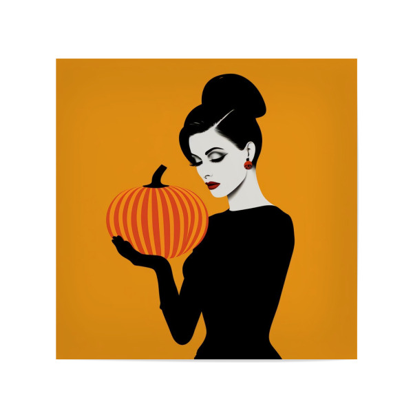 Poster 20x20 cm "KÜRBIS-DAME" artboxONE - Abstrakt,Liebe,Für Mama,Halloween - Popart,Kunst,Frau,Kürbis,Kürbisse,Orange