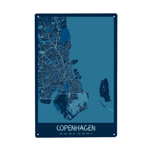Holzbild "Kopenhagen Map" artboxONE - Städte / København,Kartografie
