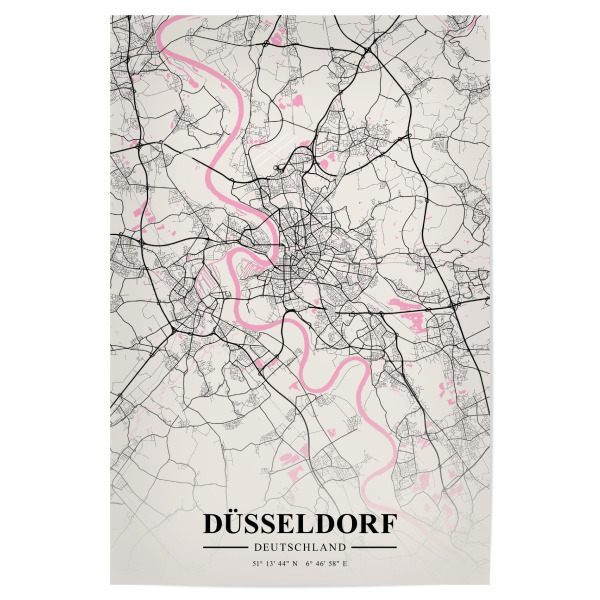 Poster 30x20 cm "Düsseldorfer Stadt" artboxONE - Städte / Düsseldorf,Kartografie