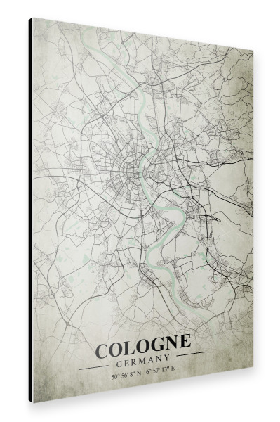 Alu-Dibond "Köln Vintage CityMap" 30x20 cm artboxONE