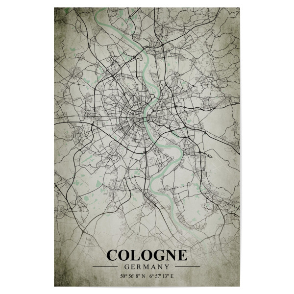 Poster "Köln Vintage CityMap" artboxONE - Städte / Köln,Kartografie
