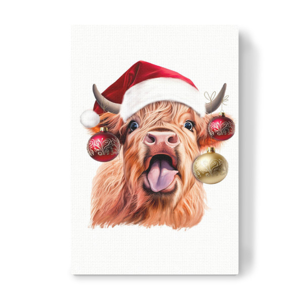 Leinwandbild "Hochlandkuh-Weihnachten" artboxONE - Für Kinder,Tiere,Weihnachten,Lustig