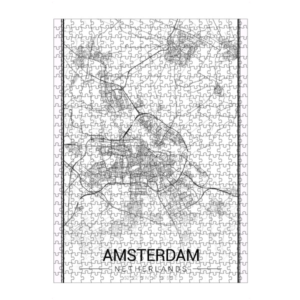 Puzzle Ravensburger "Stadt Amsterdam Map" artboxONE - Schwarzweiß,Städte / Amsterdam,Kartografie