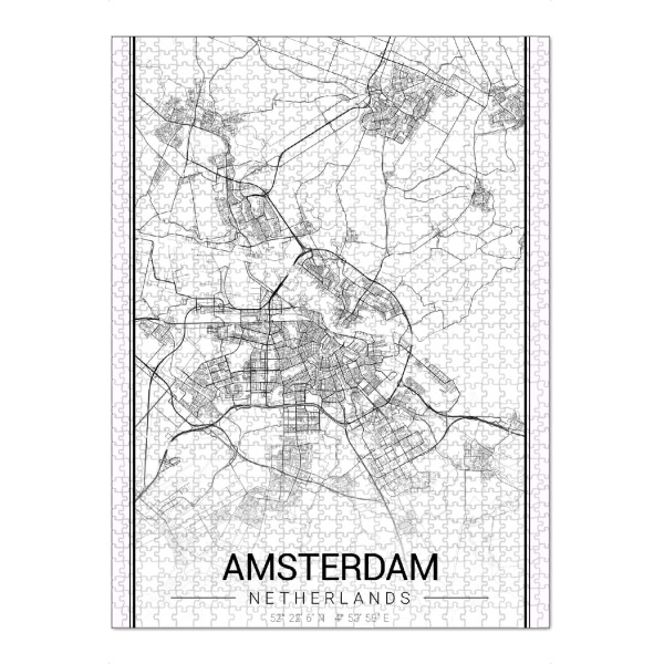 Puzzle Ravensburger "Stadt Amsterdam Map" artboxONE - Schwarzweiß,Städte / Amsterdam,Kartografie