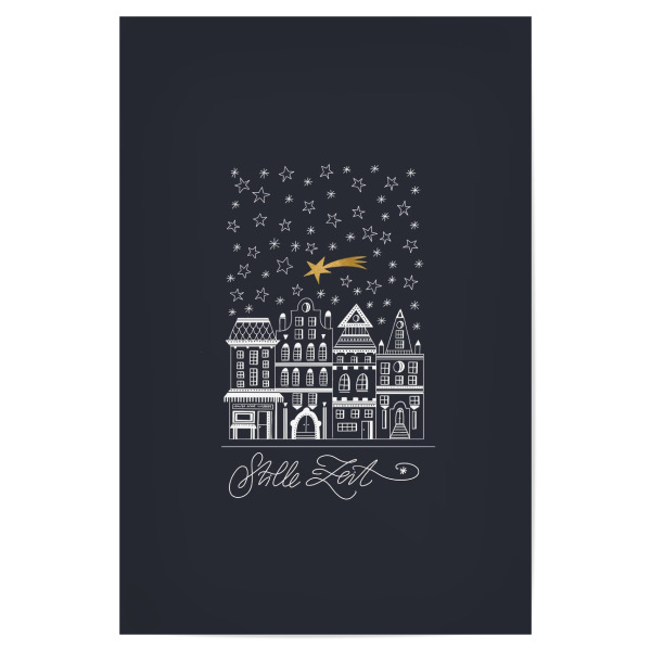 Poster "Häuserfasade mit Stern" artboxONE - Weihnachten - Weihnachten,Advent,Adventskalender,Winter,Geschenk,Häuserfasade,Häuser,Stern