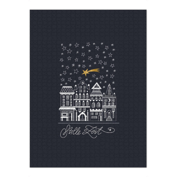 Puzzle Ravensburger "Häuserfasade mit Stern" artboxONE - Weihnachten - Weihnachten,Advent,Adventskalender,Winter,Geschenk,Häuserfasade,Häuser,Stern