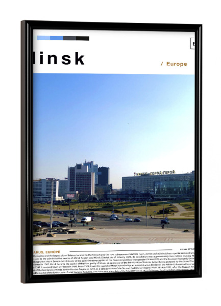 Poster mit schwarzem Rahmen "Cover der Minsker Zeitung" artboxONE - Städte,Architektur