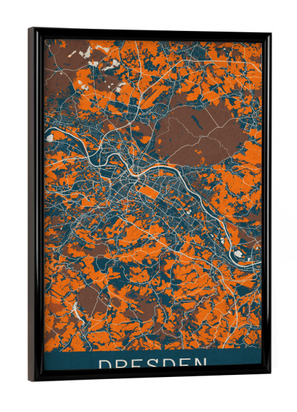 Poster mit schwarzem Rahmen "Vintage Stadtplan Dresden" artboxONE - Städte / Dresden,Kartografie
