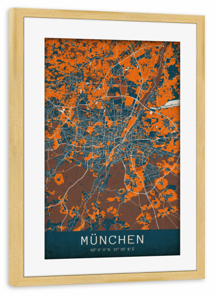 Poster mit Rahmen kiefer "Vintage München" artboxONE - Städte / München,Kartografie
