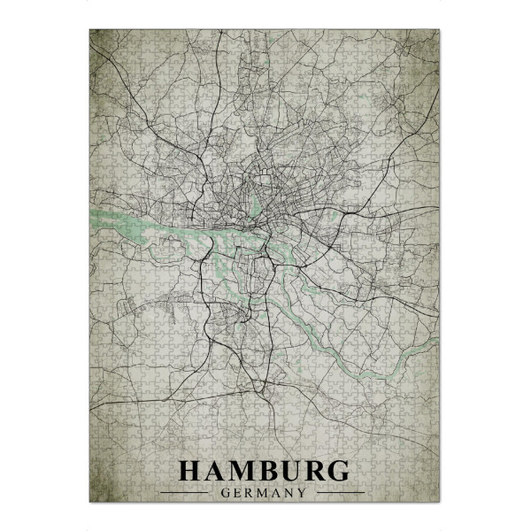 Puzzle Ravensburger "Hamburg Vintage CityMap" artboxONE - Städte / Hamburg,Kartografie