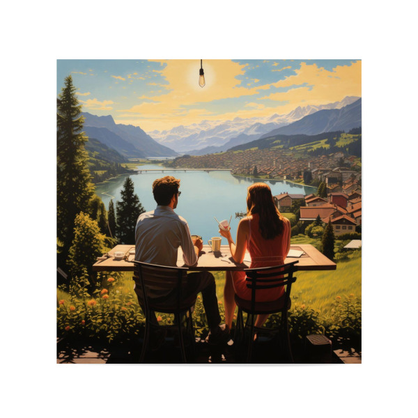 Poster 20x20 cm "COFFEE IN THE SWISS MOUNTAINS" artboxONE - Natur,Reise,Menschen,Für Mama - Swiss mountains,Mountains,Coffee,Landscape