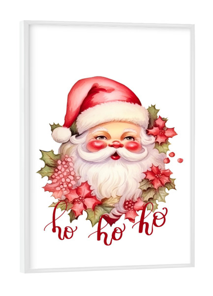Poster mit weißem Rahmen "Santa Ho Ho Ho" artboxONE - Floral,Menschen,Weihnachten,Lustig