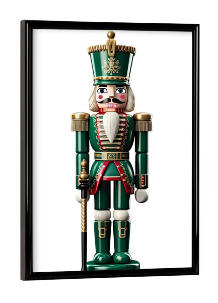 Poster mit schwarzem Rahmen "Grüner Vintage Nussknacker" artboxONE - Für Kinder,Fashion,Weihnachten,Für Mama,Für Papa
