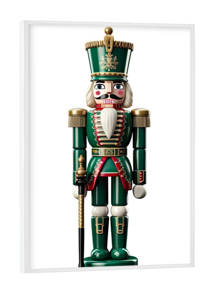 Poster mit weißem Rahmen "Grüner Vintage Nussknacker" artboxONE - Für Kinder,Fashion,Weihnachten,Für Mama,Für Papa