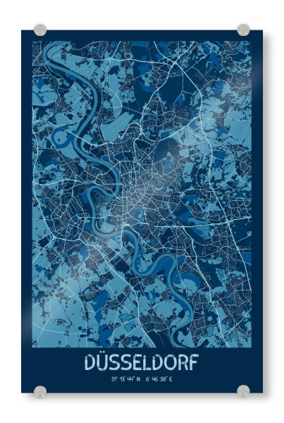Acrylglasbild "Düsseldorf Stadt Map" artboxONE - Städte / Düsseldorf,Kartografie