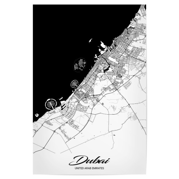 Poster 30x20 cm "Dubai City Map" artboxONE - Schwarzweiß,Städte / Dubai,Kartografie
