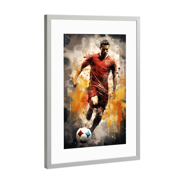 Poster mit Rahmen Silber "Football Watercolor 15 (matart)" artboxONE - Sport,Sport / Fußball