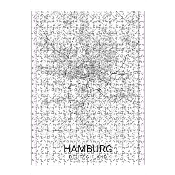 Puzzle Ravensburger "Stadt Hamburg" artboxONE - Städte / Hamburg,Schwarzweiß,Kartografie