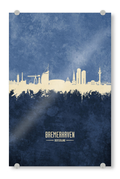 Acrylglasbild "Bremerhaven Skyline Marine" artboxONE - Städte - Bremerhaven,Deutschland,Deutschlandskyline,Stadtbild,Stadtbild,Aquarell,Malerei