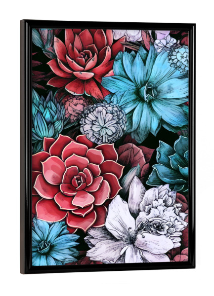 Poster mit schwarzem Rahmen "Sukkulenten und Kakteen G" artboxONE - Natur,Floral - Sukkulenten,Kakteen,Kaktus,Natur,Blumen,Botanische,Blatt,Blumen