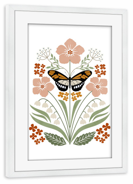 Poster mit Rahmen weiß "Winterlicher Blumenstrauß" artboxONE - Natur,Floral - Blumen,Blume,Natur,Wiese,Winter,Herbst