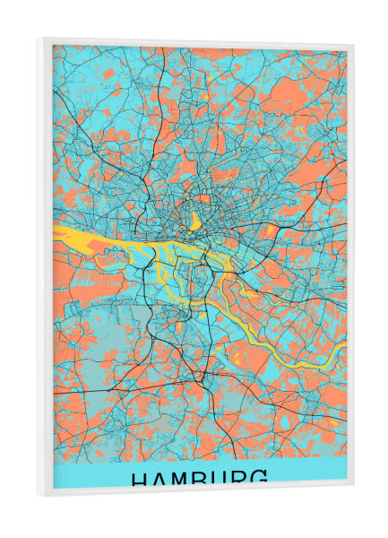Poster mit weißem Rahmen "Hamburg als Stadtplan" artboxONE - Städte / Hamburg,Kartografie