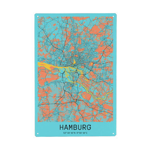 Holzbild "Hamburg als Stadtplan" artboxONE - Städte / Hamburg,Kartografie