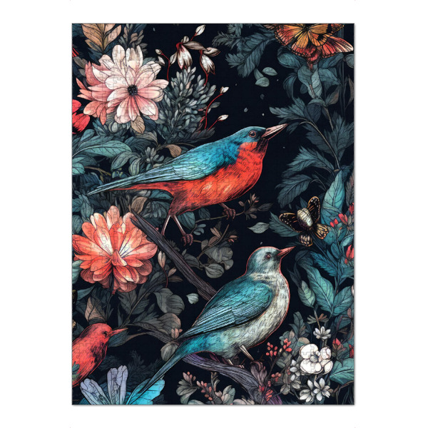 Puzzle Ravensburger "Blumen und Vögel Kunst A" artboxONE - Natur,Floral - Natur,Vogel,Vögel,Blumen,Blumen,Botanisch,Blumen - Bild natur