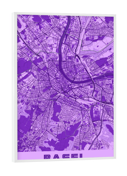 Poster mit weißem Rahmen "City Map Stadt Basel" artboxONE - Städte,Kartografie