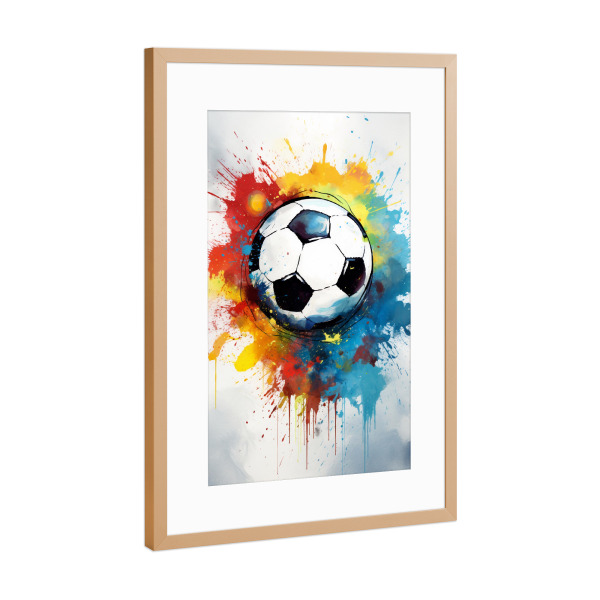 Poster mit Rahmen Kupfer "Football Watercolor Ball (matart)" artboxONE - Sport,Sport / Fußball