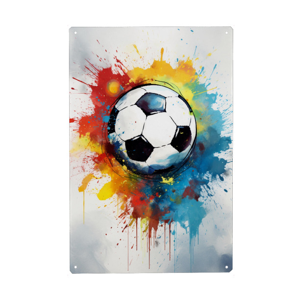 Metall Poster "Football Watercolor Ball (matart)" artboxONE - Sport,Sport / Fußball