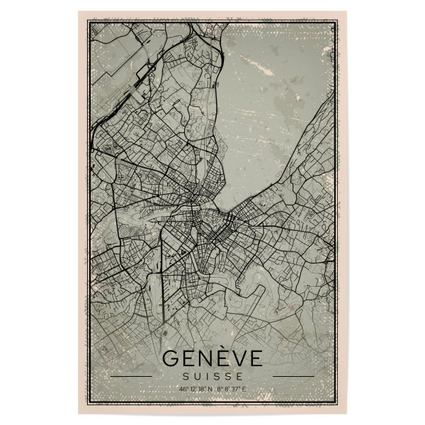 Poster "Genève Vintage Wandbild" artboxONE - Städte,Kartografie