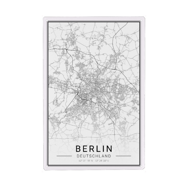 Holzbild "Berliner Stadt Karte" artboxONE - Städte / Berlin,Schwarzweiß,Kartografie