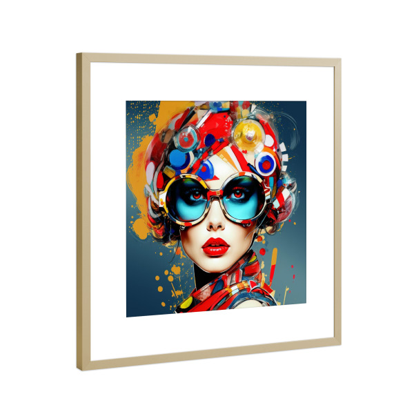 Poster mit Rahmen Gold "MODE-IKONE" artboxONE - Menschen,Fashion,Streetart,Für Mama - Mode,Frau,Porträt,Frau,Modeillustration,Fashionista