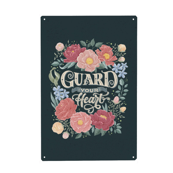 Holzbild "Guard Your Heart" artboxONE - Typografie,Floral,Liebe