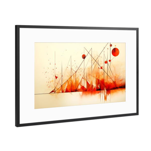 Poster mit Rahmen Schwarz (Metallic) "Geometrische Kunst HERBST Berge" artboxONE - Natur,Abstrakt