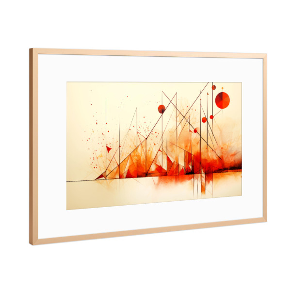 Poster mit Rahmen Kupfer "Geometrische Kunst HERBST Berge" artboxONE - Natur,Abstrakt