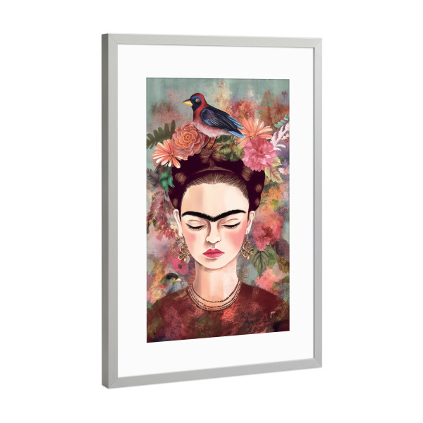 Poster mit Rahmen Silber "Frida Pastell" artboxONE - Floral,Abstrakt,Menschen