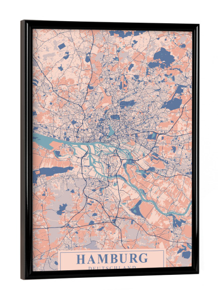 Poster mit schwarzem Rahmen "Hamburger CityMap" artboxONE - Städte / Hamburg,Kartografie